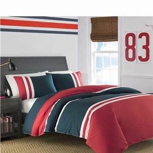 Nautica Heritage Color Block Duvet Cover Set, Navy/red/white, King Size